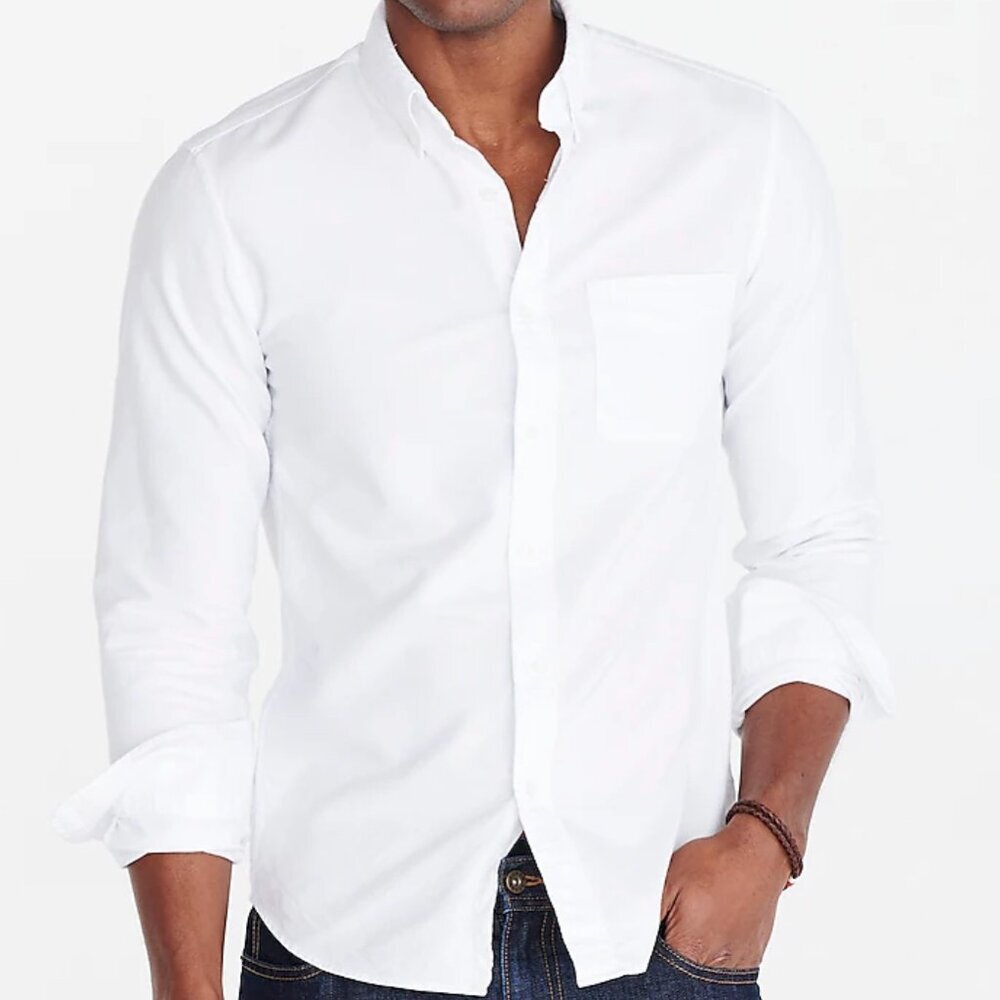 Men's White Classic Button-Down Shirt